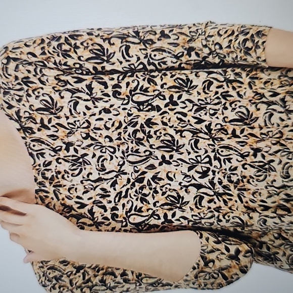 NWT JM Collection Petite Irina Impression 3/4 Sleeve Tunic PXL Coffee Cake - Picture 3 of 12